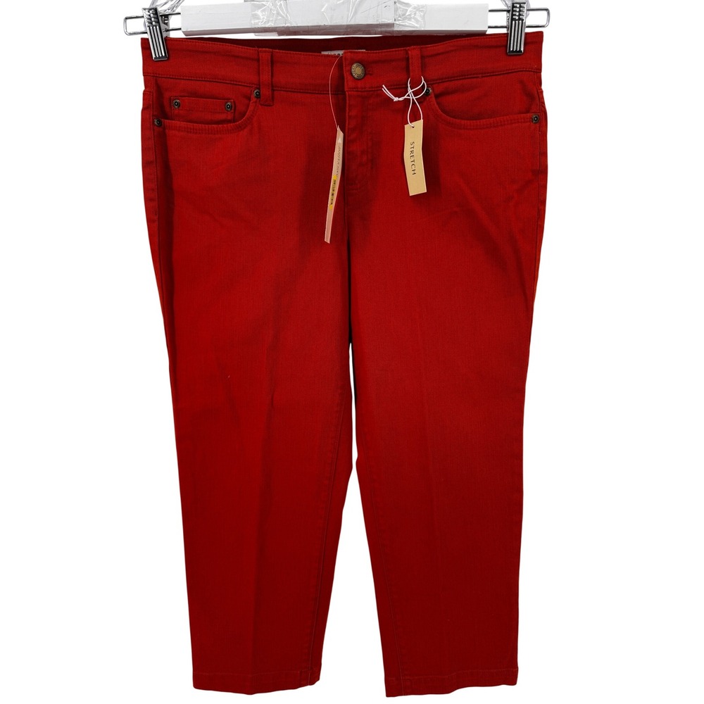 Jones New York Sport Crop Capri Pants Size 12P Petite Red Stretch NWT